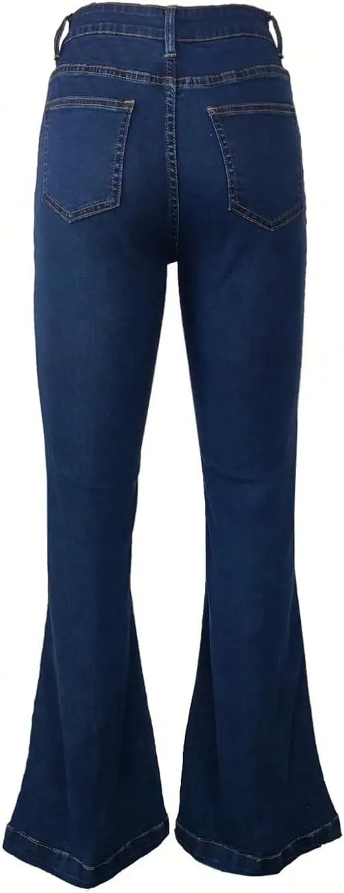 Flare Jeans for Women High Waisted Skinny Stretch Denim Pants Full Length Button Down Sexy Jeans with Pockets