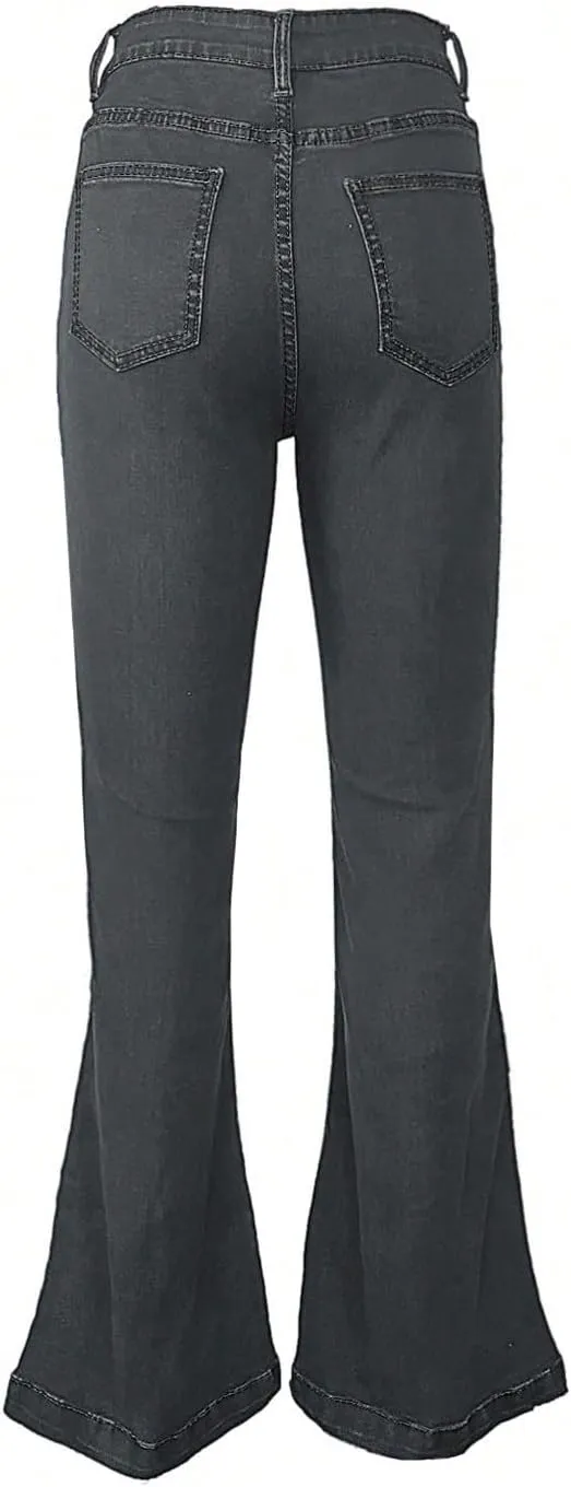 Flare Jeans for Women High Waisted Skinny Stretch Denim Pants Full Length Button Down Sexy Jeans with Pockets