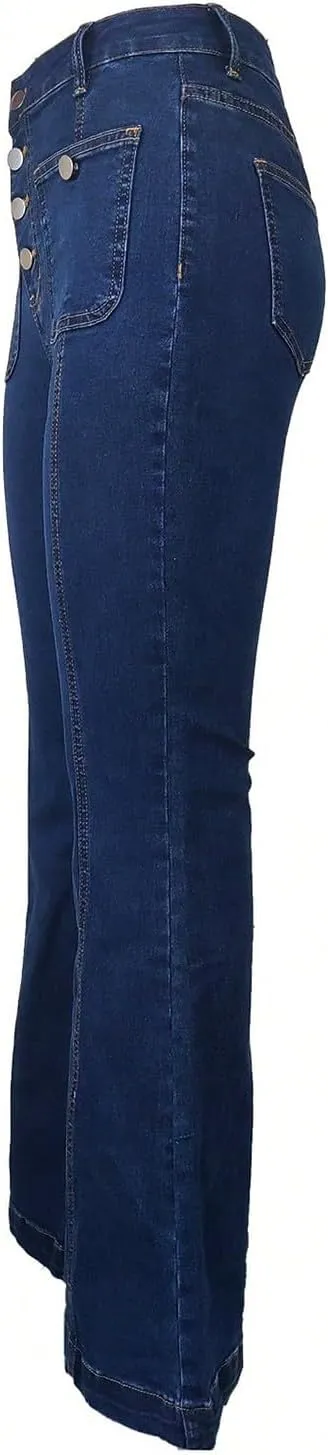 Flare Jeans for Women High Waisted Skinny Stretch Denim Pants Full Length Button Down Sexy Jeans with Pockets