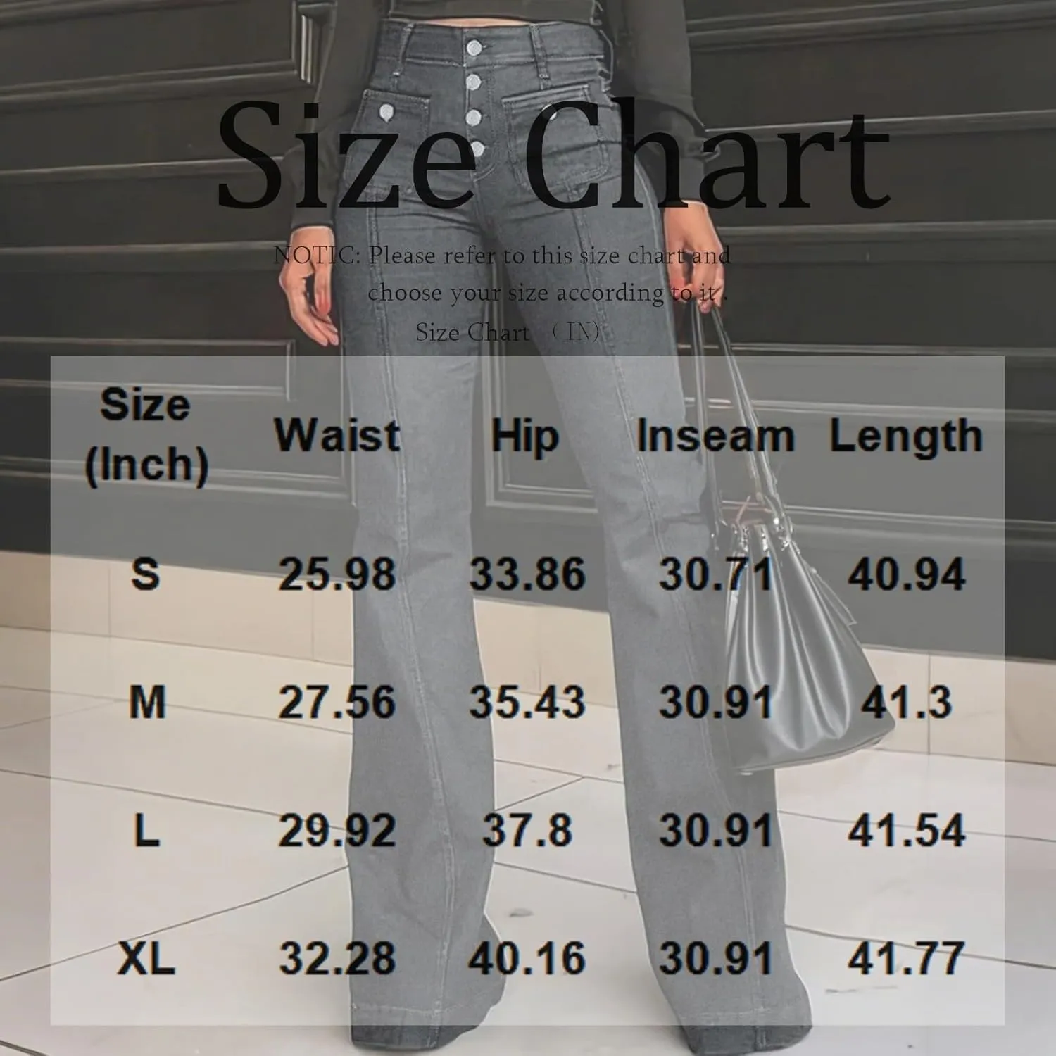 Flare Jeans for Women High Waisted Skinny Stretch Denim Pants Full Length Button Down Sexy Jeans with Pockets