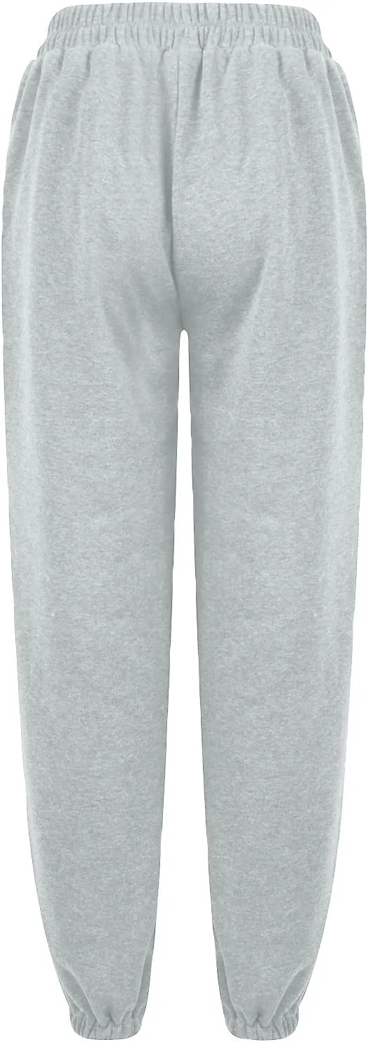 Fleece Joggers for Women Y2k Baggy Cute Sweatpants Casual Crossover High Waisted Athletic Jogger Pants with Pockets