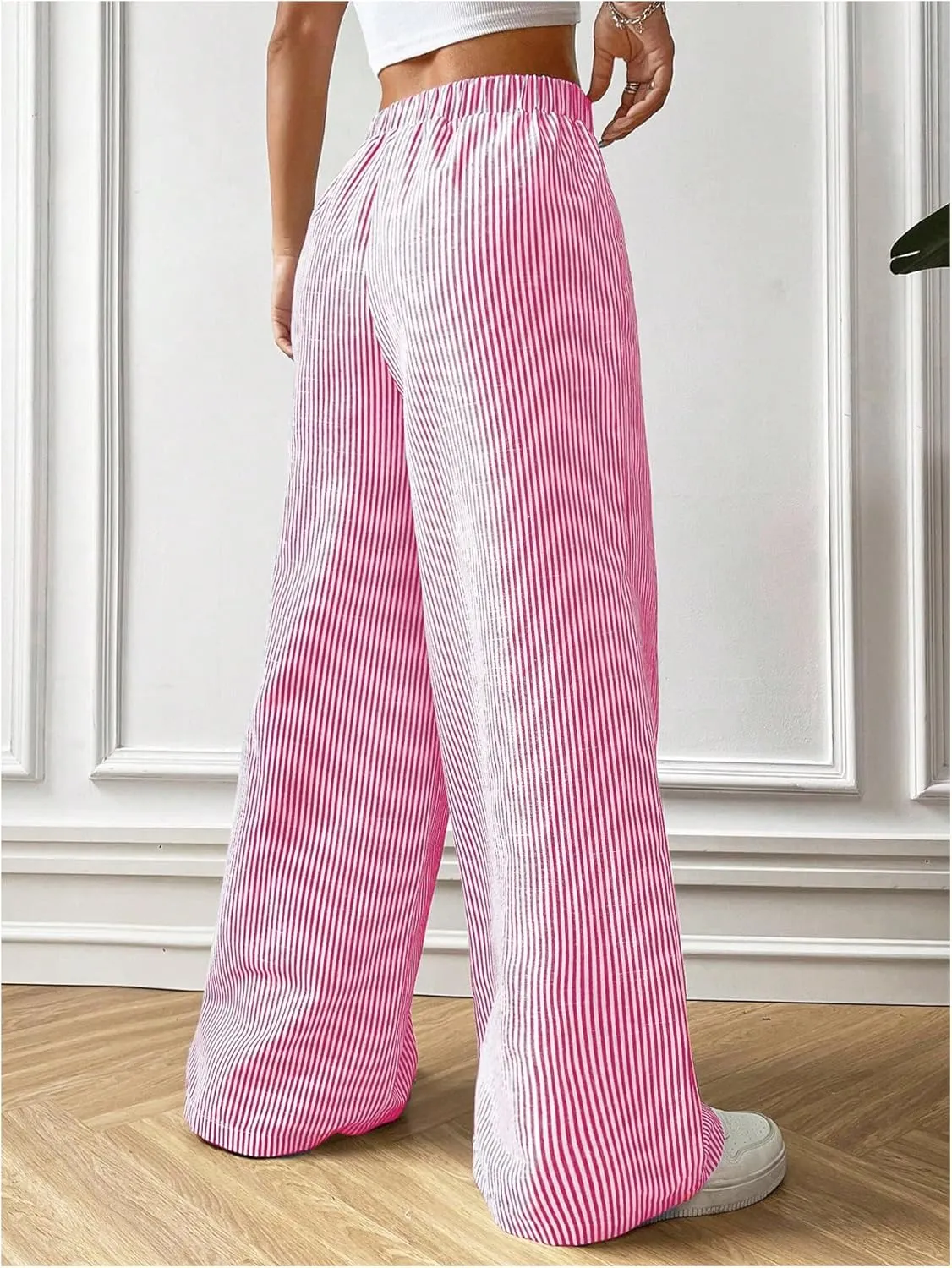 Floerns Girl's Baggy Wide Leg Sweatpants Elastic Waist Loose Track Pants with Pockets