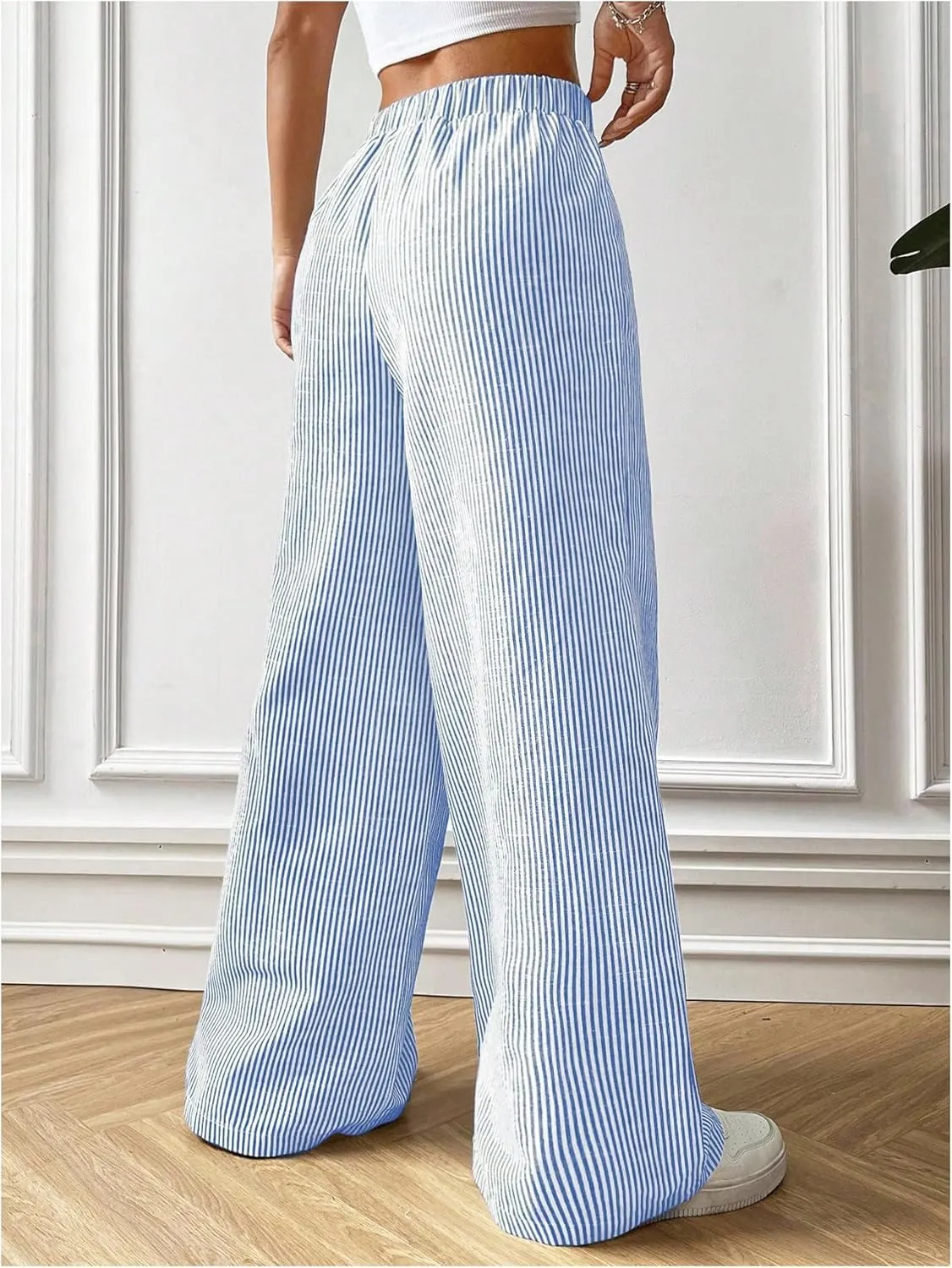 Floerns Girl's Baggy Wide Leg Sweatpants Elastic Waist Loose Track Pants with Pockets