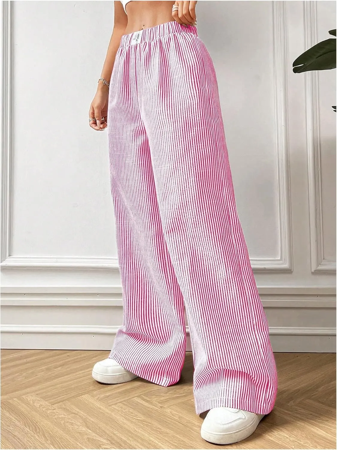 Floerns Girl's Baggy Wide Leg Sweatpants Elastic Waist Loose Track Pants with Pockets