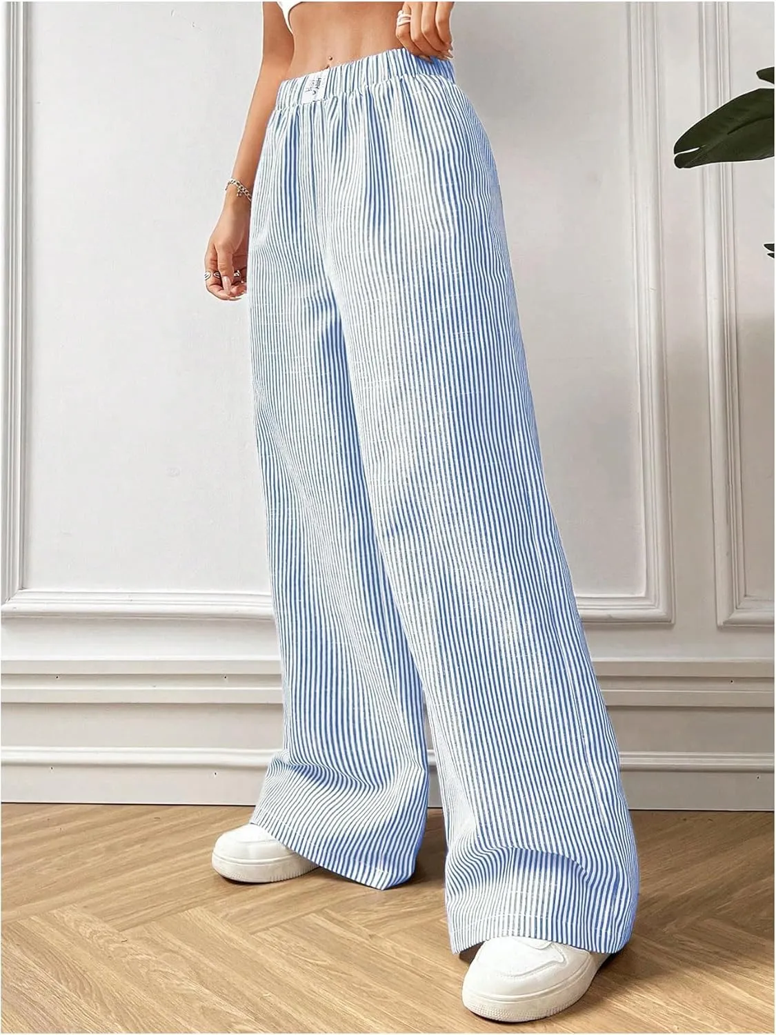 Floerns Girl's Baggy Wide Leg Sweatpants Elastic Waist Loose Track Pants with Pockets