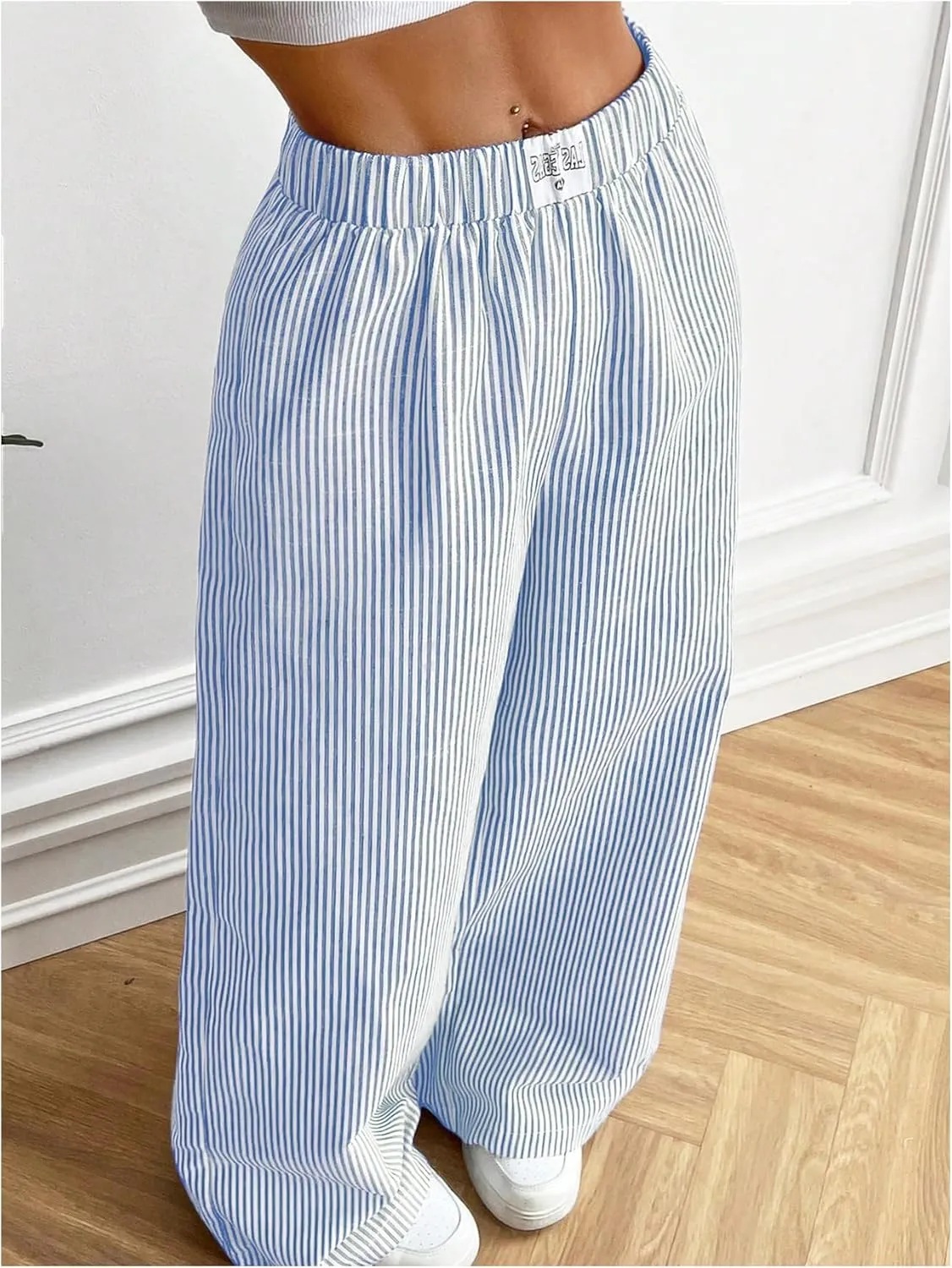 Floerns Girl's Baggy Wide Leg Sweatpants Elastic Waist Loose Track Pants with Pockets