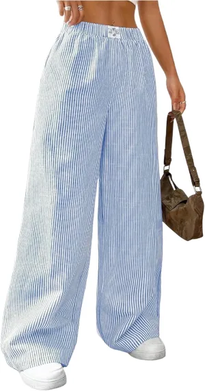 Floerns Girl's Baggy Wide Leg Sweatpants Elastic Waist Loose Track Pants with Pockets