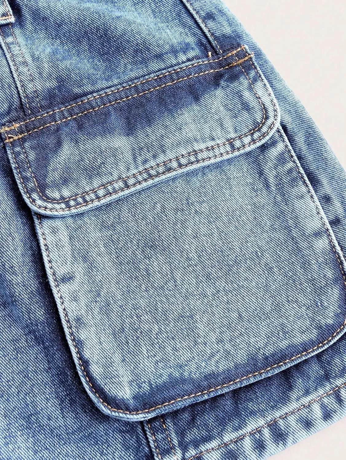 Floerns Women's High Waisted Denim Mini Skirt Flap Pocket Bodycon Jean Cargo Skirts