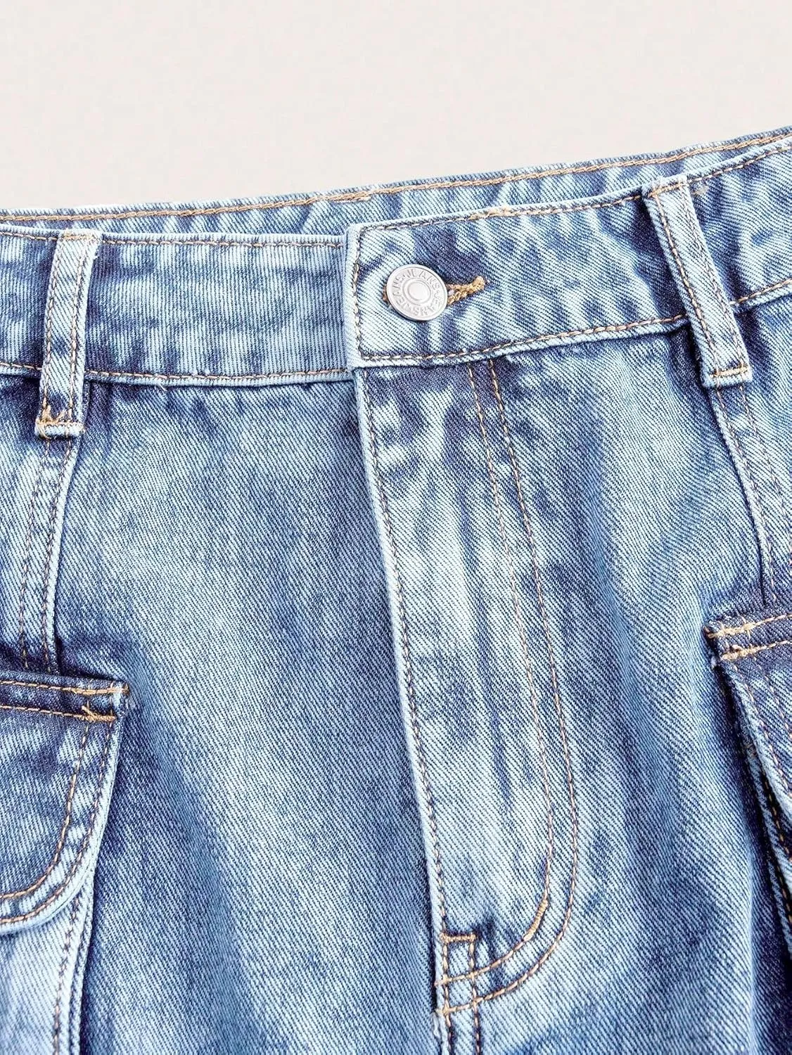 Floerns Women's High Waisted Denim Mini Skirt Flap Pocket Bodycon Jean Cargo Skirts