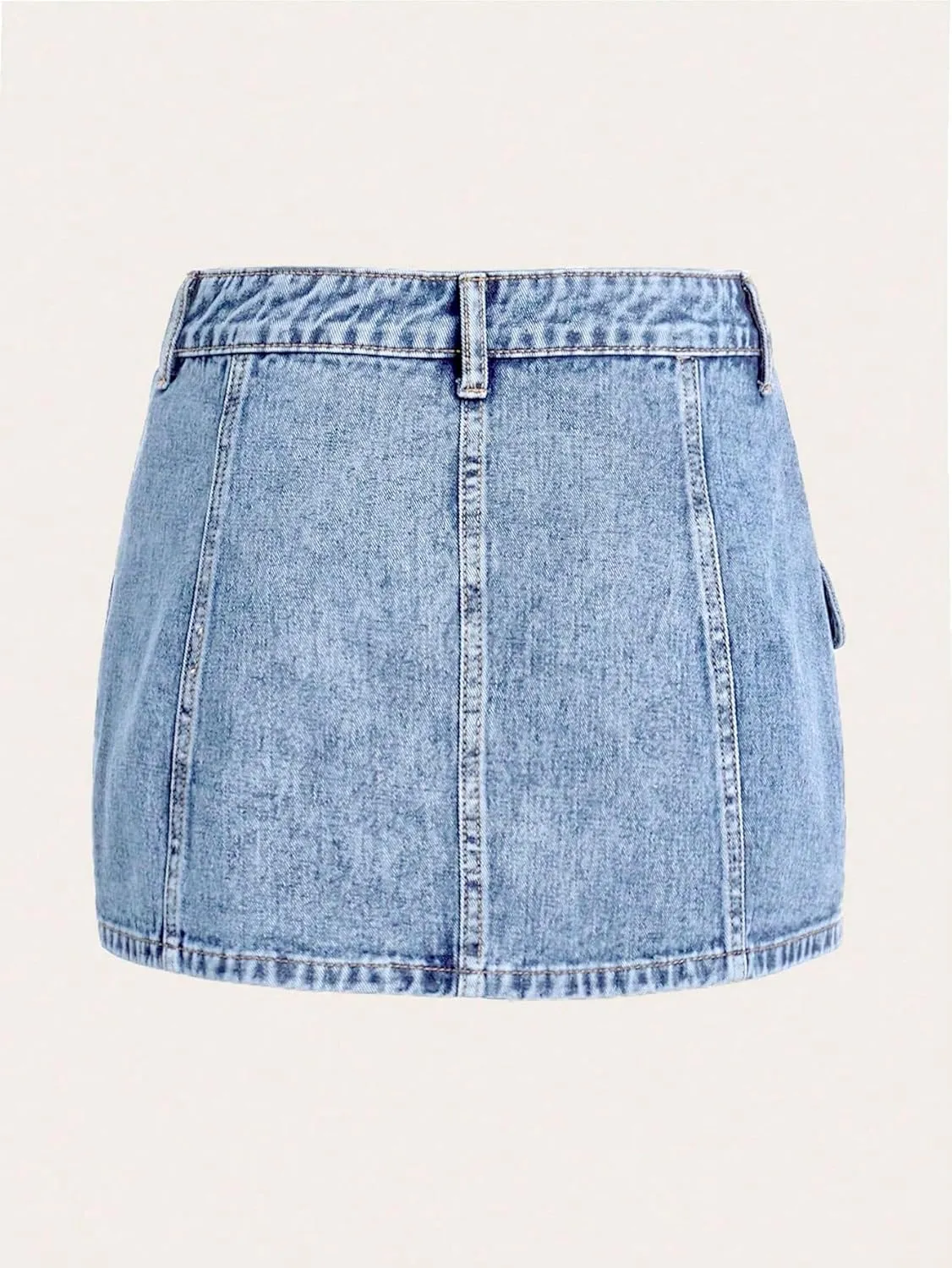 Floerns Women's High Waisted Denim Mini Skirt Flap Pocket Bodycon Jean Cargo Skirts