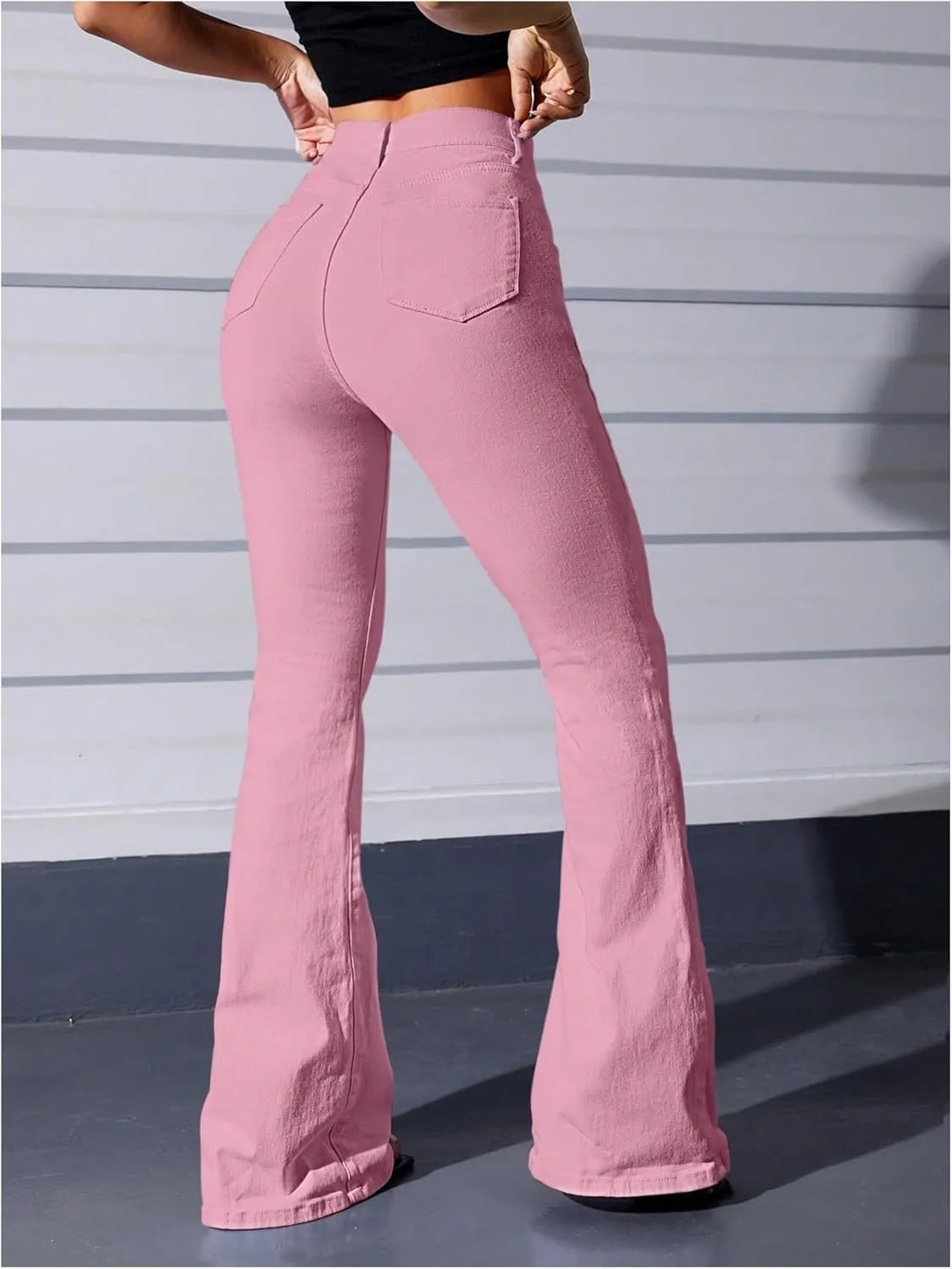 Floerns Women's High Waisted Flare Leg Jeans Zipper Fly Bell Bottom Denim Pants
