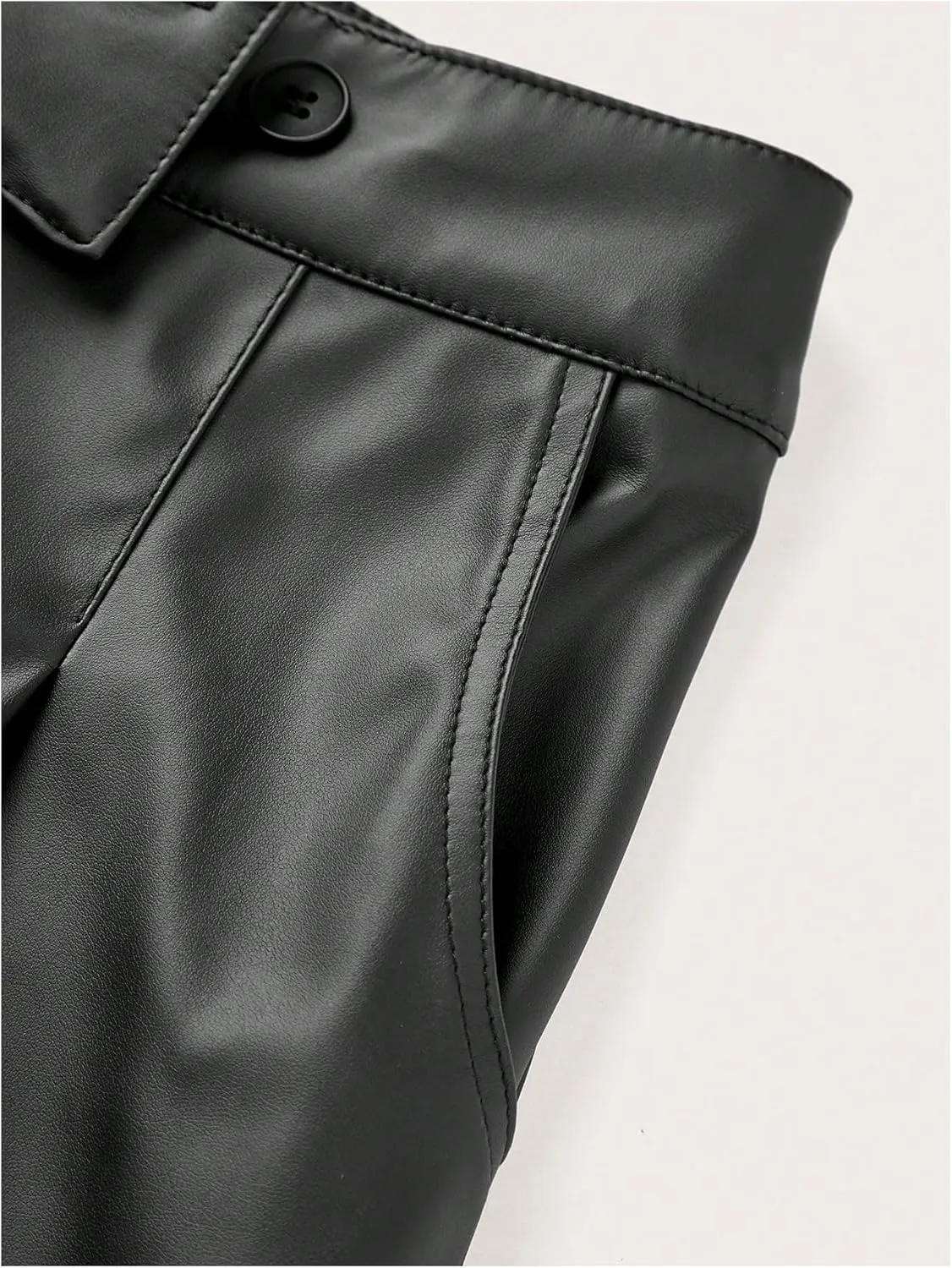 Floerns Women's PU Leather Straight Leg Mini Shorts Asymmetrical High Waisted Shorts
