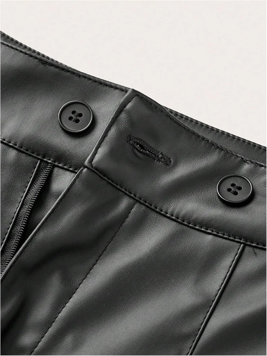 Floerns Women's PU Leather Straight Leg Mini Shorts Asymmetrical High Waisted Shorts