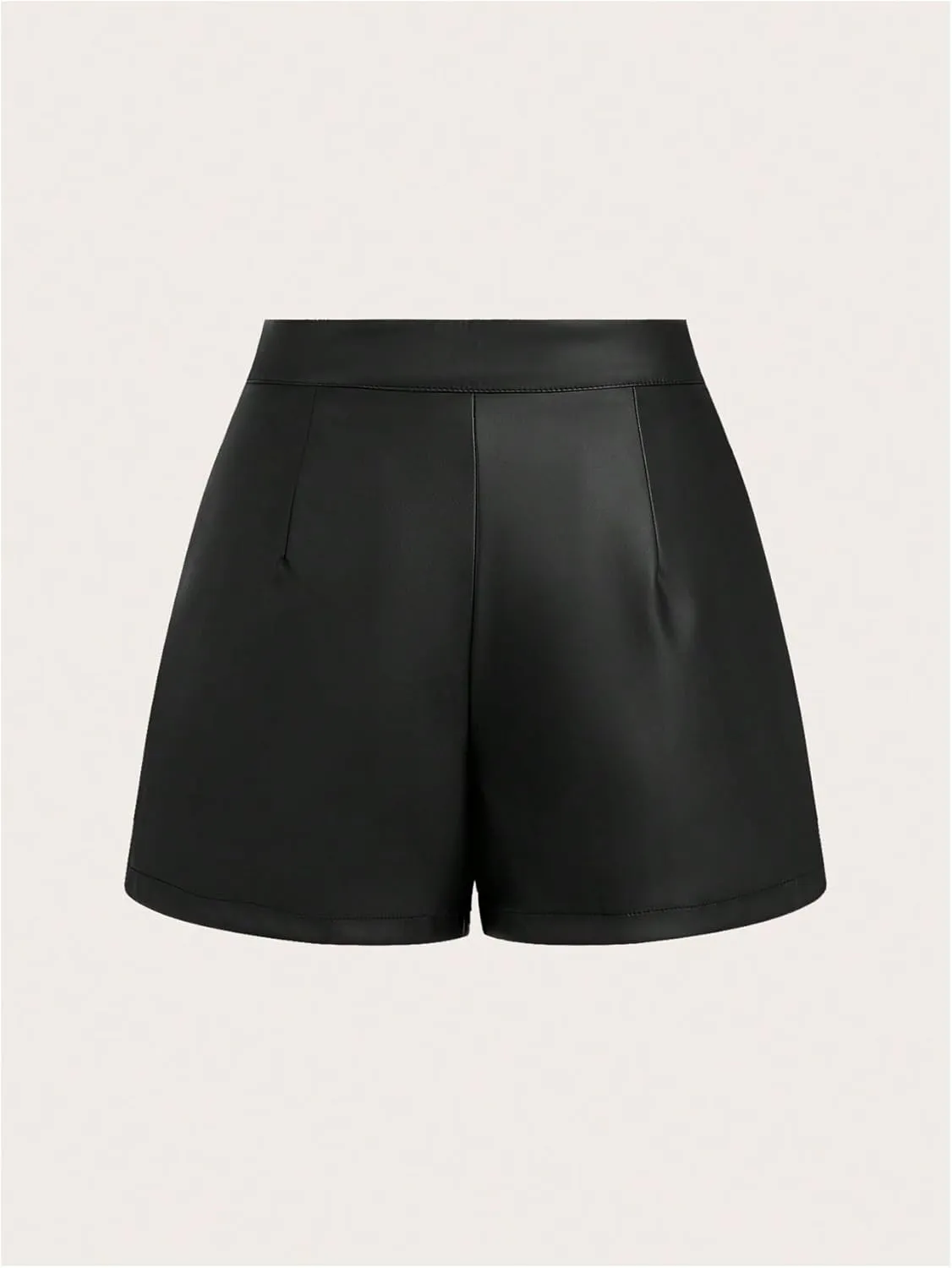 Floerns Women's PU Leather Straight Leg Mini Shorts Asymmetrical High Waisted Shorts