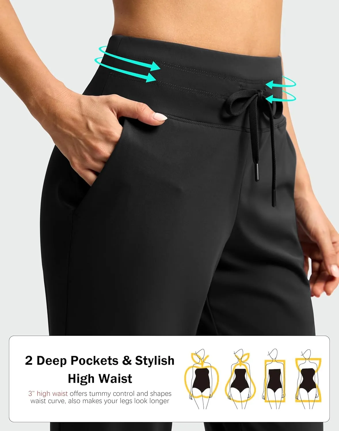G Gradual Women's Pants High Waisted Ankle Pants 2 Pockets 7/8 Sweatpants for Golf Athletic Travel Casual Lounge