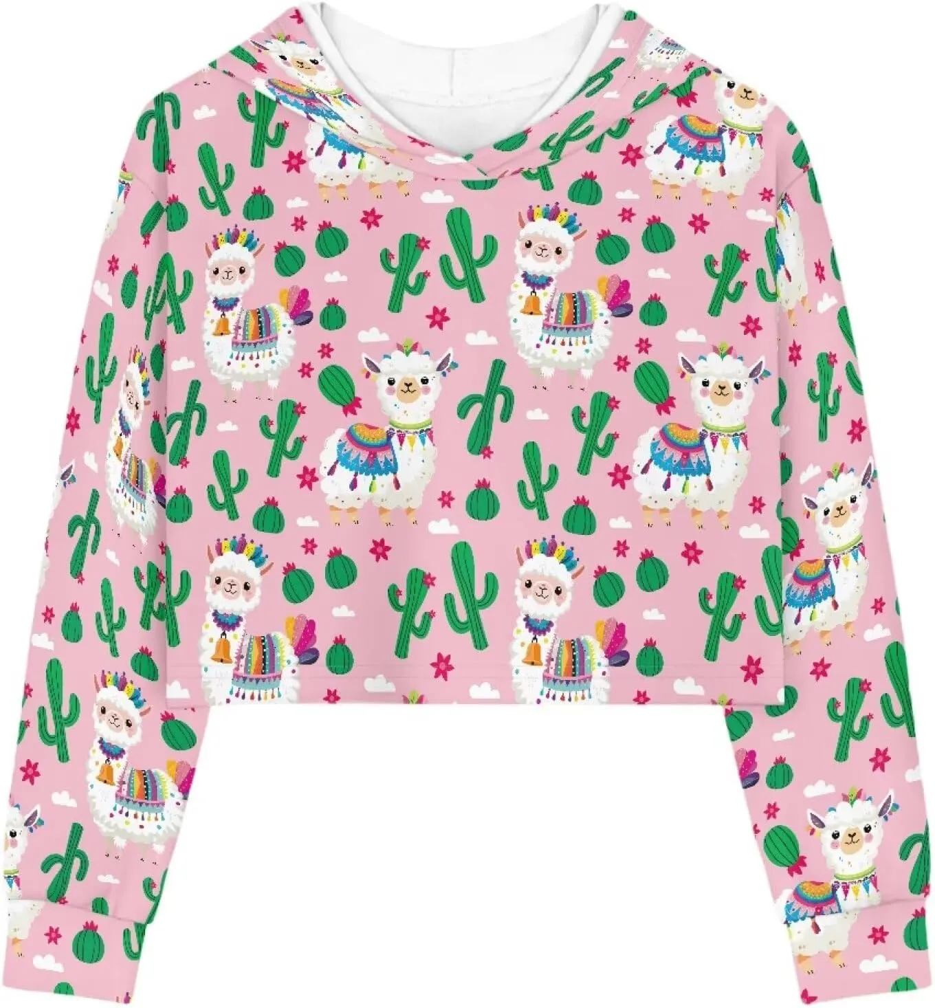 Girl's Shoulder Long Sleeve Cute Pullover Hoodie Sweatshirt Crop Top Tee Shirt 5-14 Years