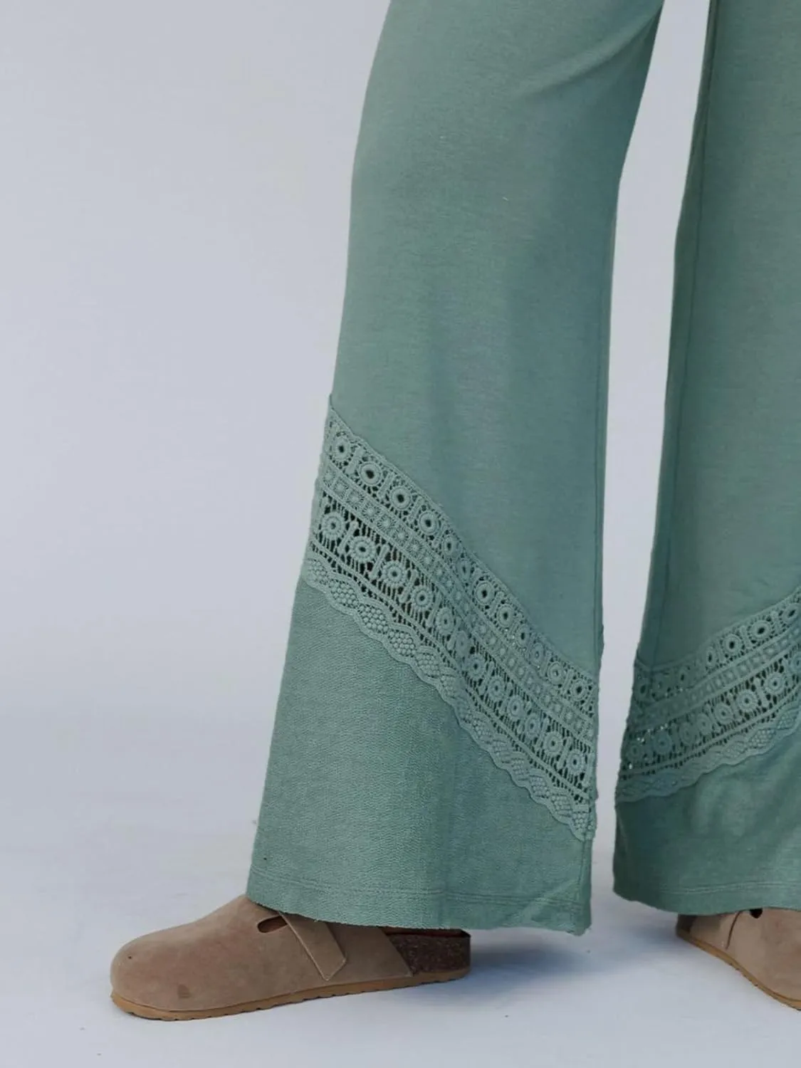 Gnveub Women's Lyrical Wide Leg Lounge Pants with Pocket High Waisted Adjustable Tie Knot Trousers