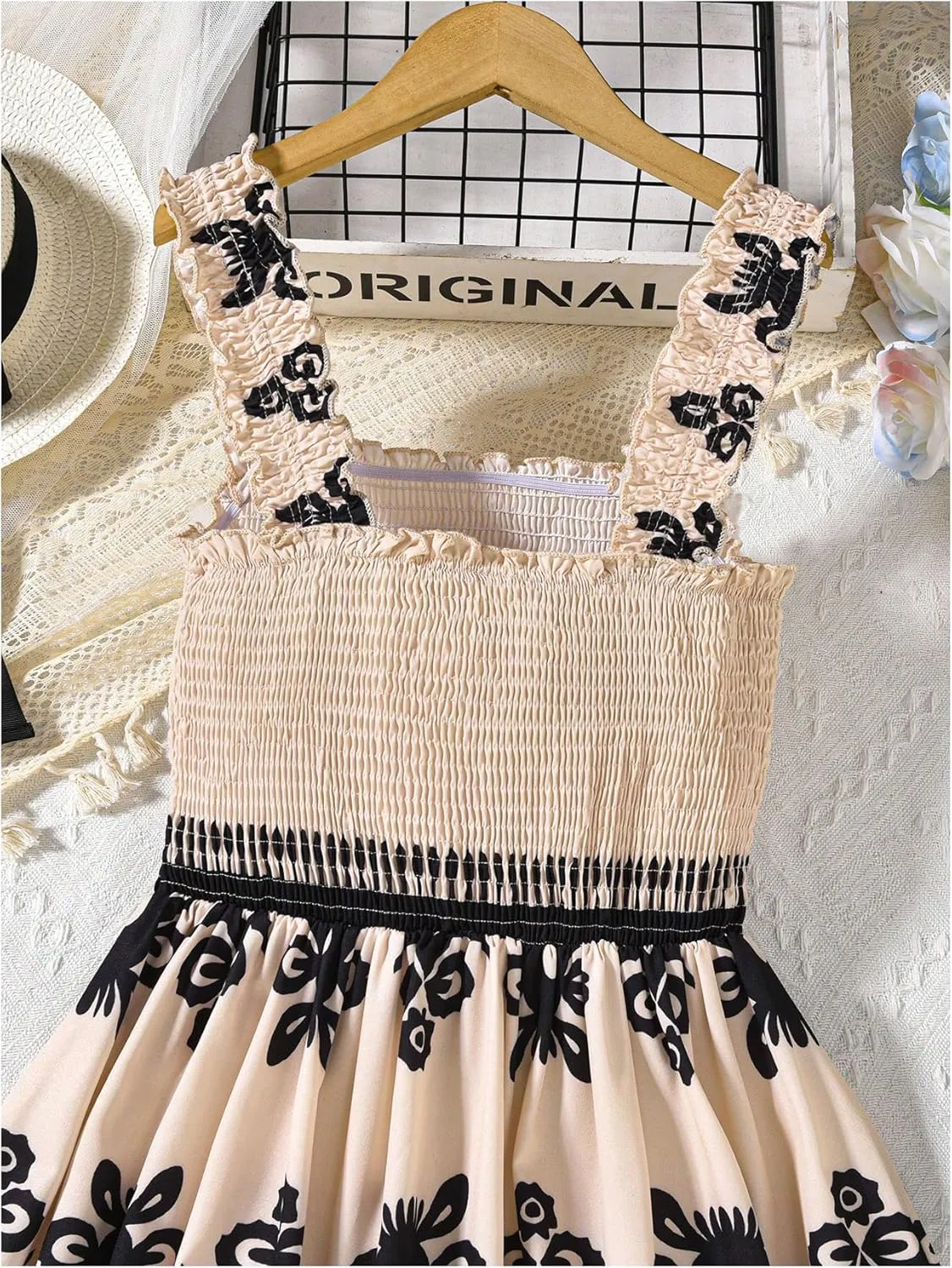 GORGLITTER Girl's Floral Flowy Midi Dress Sleeveless Strappy Shirred Tank Short Dresses Cute Summer Easter Dress 2025