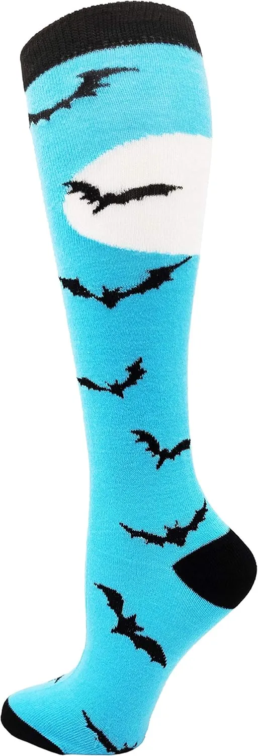 Halloween Socks for Women Girls, 12 Pairs Bats Pumpkins Ghosts Print, Colorful Pattern Novelty Cute