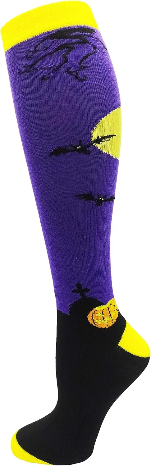 Halloween Socks for Women Girls, 12 Pairs Bats Pumpkins Ghosts Print, Colorful Pattern Novelty Cute
