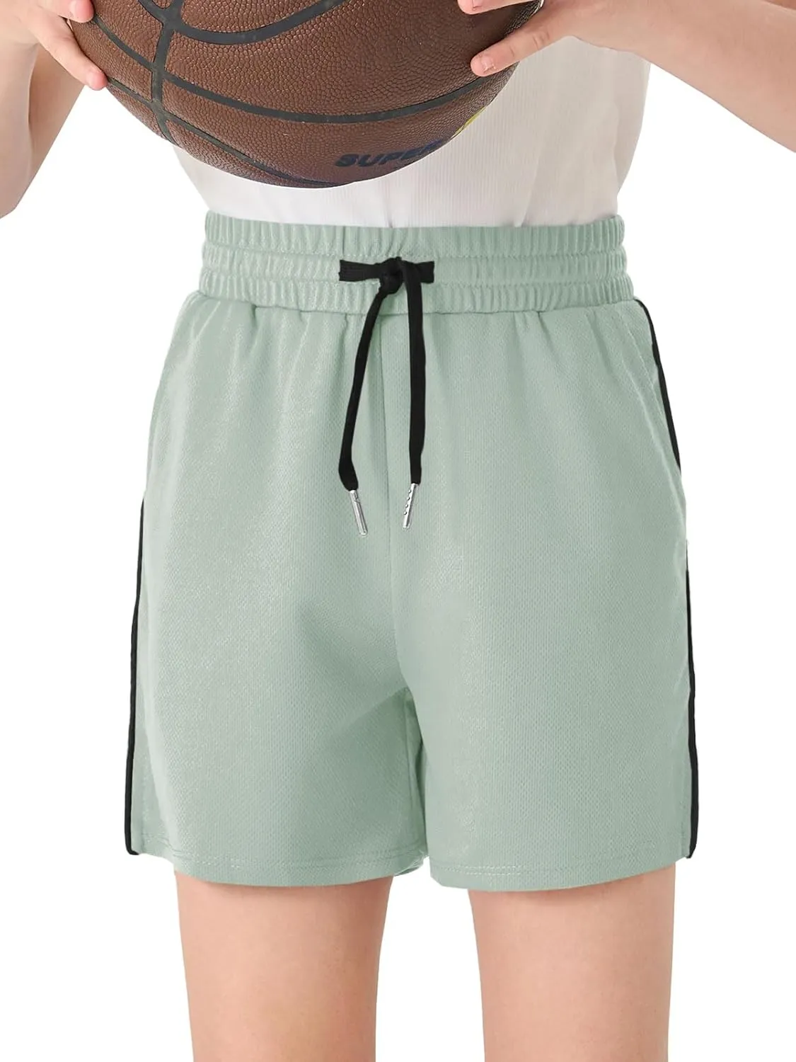 Haloumoning Boys Mesh Athletic Shorts Kids Quick Dry Side Slit Basketball Gym Shorts with Pockets 5-14 Years