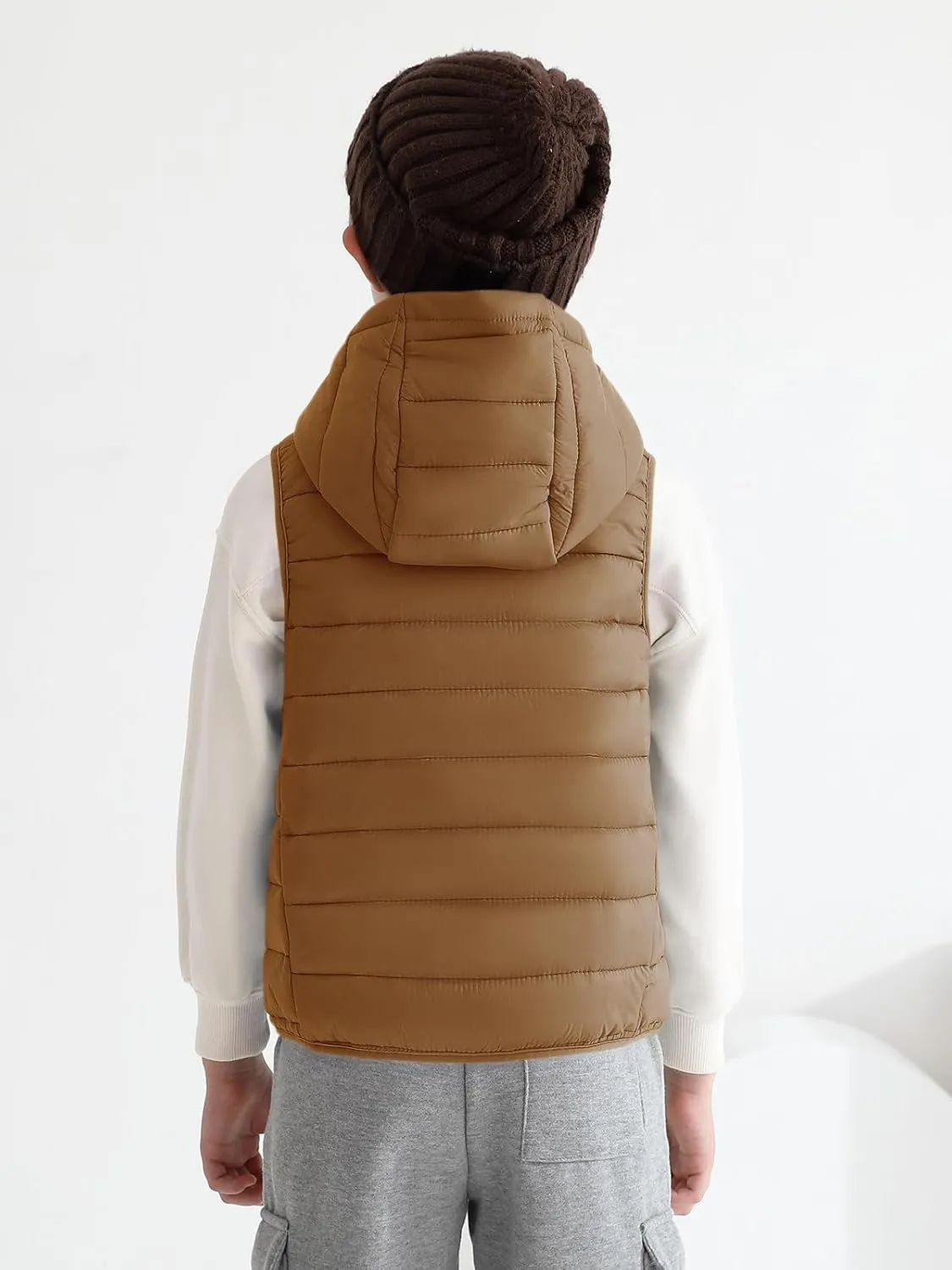 Haloumoning Boys Puffer Vest Kids Sleeveless Lightweight Puffy Down Jacket with Hood 4-14 Years