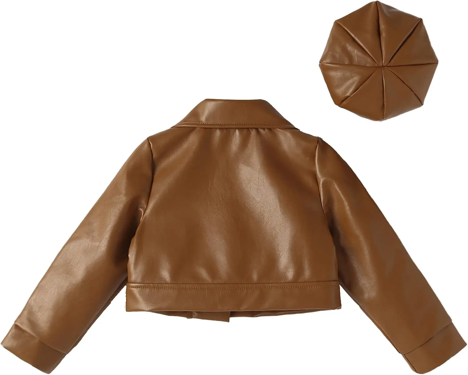 Happy Cherry Baby Girl Faux Leather Motorcycle Jacket Cute Ruffle Spring Fall PU Coat 1-5 Years