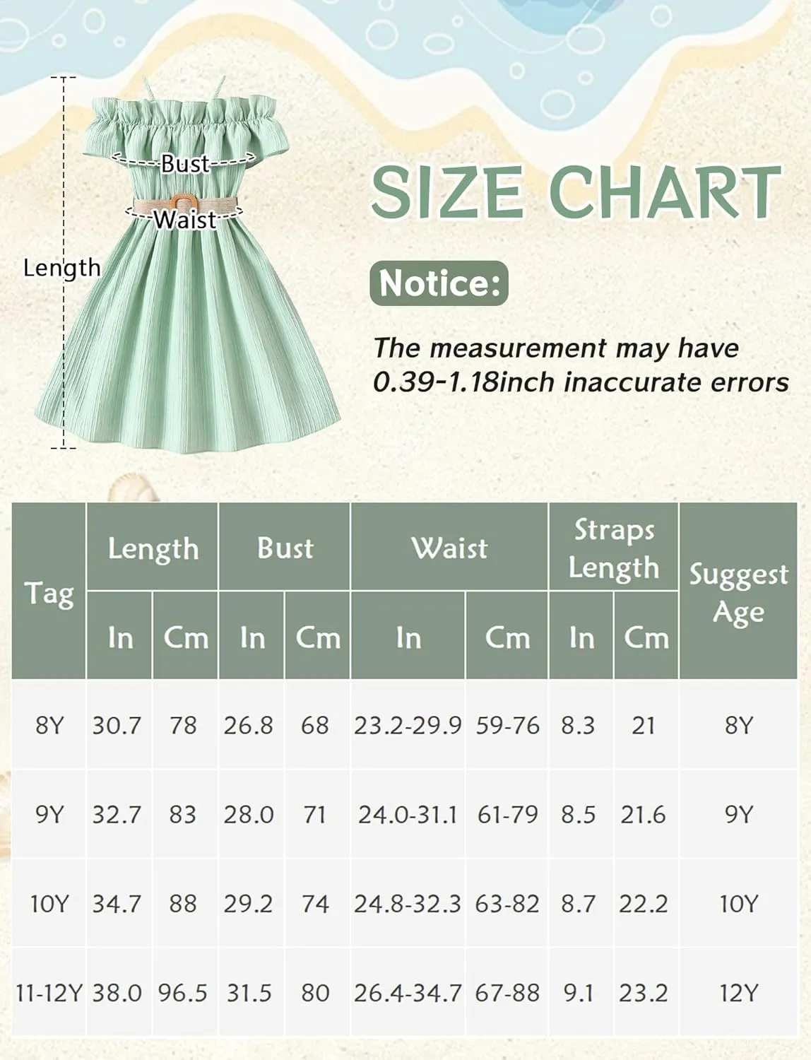 Happy Cherry Girls Cold Shoulder Midi Dress Ruffle Trim Short Sleeve Belted A Line Sundress for Summer Beach