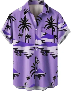 Hawaiian Shirts for Men Short Sleeve Regular Fit Floral Shirts Casual Button Down Print Tropical Holiday Beach Shirts