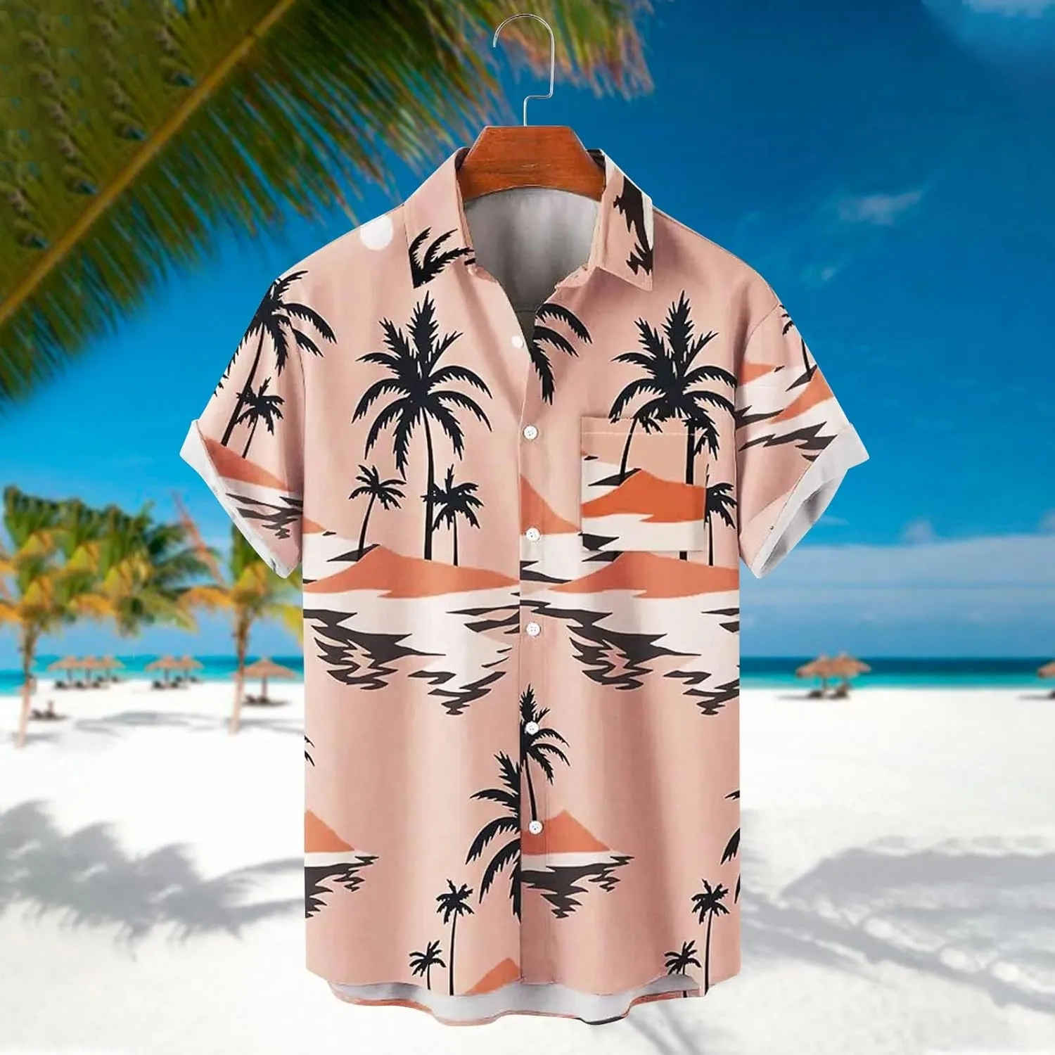 Hawaiian Shirts for Men Short Sleeve Regular Fit Floral Shirts Casual Button Down Print Tropical Holiday Beach Shirts