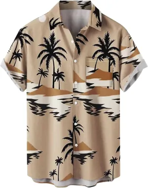 Hawaiian Shirts for Men Short Sleeve Regular Fit Floral Shirts Casual Button Down Print Tropical Holiday Beach Shirts