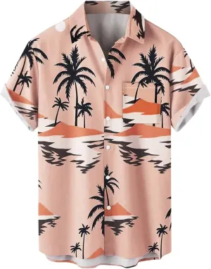Hawaiian Shirts for Men Short Sleeve Regular Fit Floral Shirts Casual Button Down Print Tropical Holiday Beach Shirts