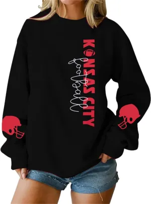 HEBBE Football Sweatshirts For Women Game Day Football Sweatshirt Touchdown Shirt Casual Crewneck Pullover Top