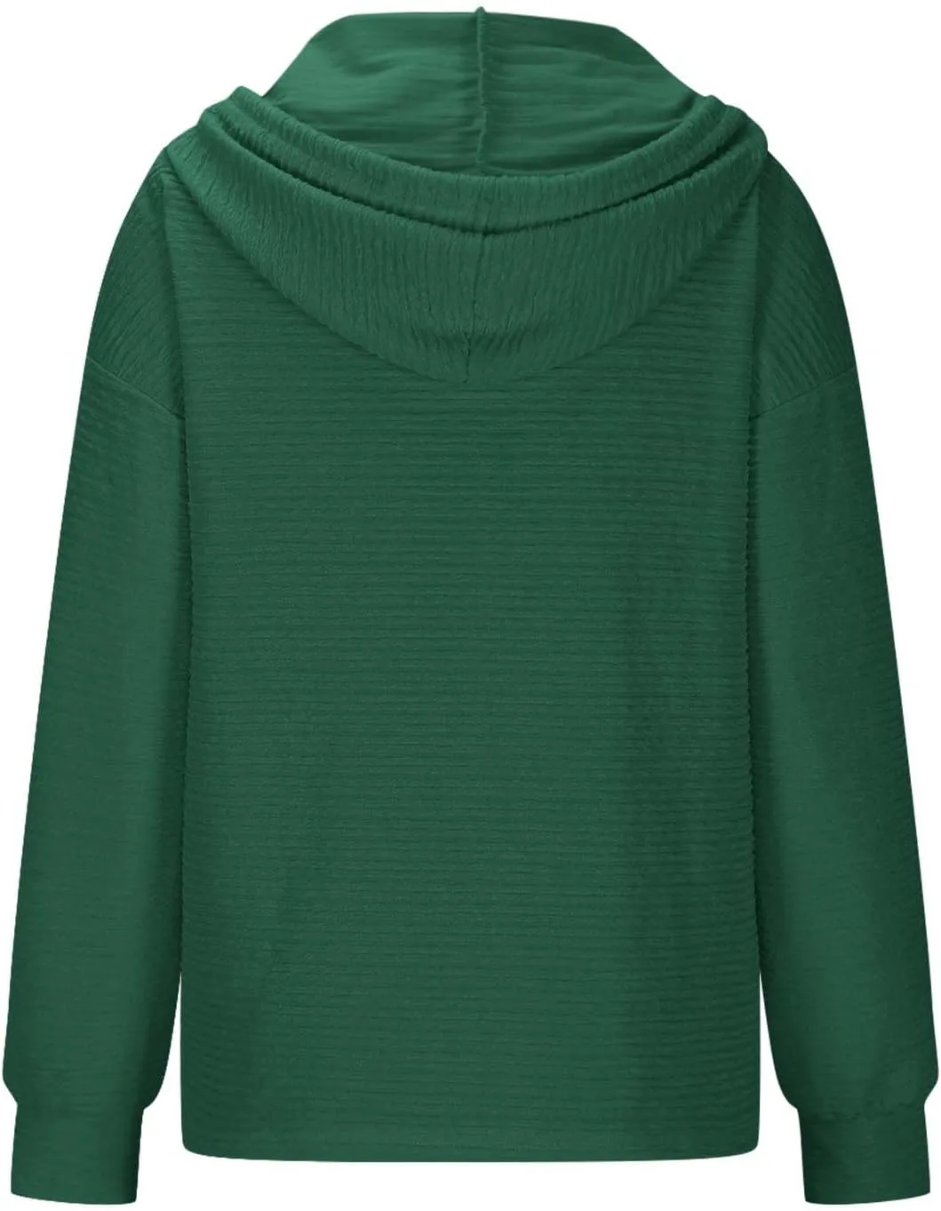 Hoodies for Women Drawstring Button Down V Neck Long Sleeve Casual Pullover Sweatshirt Hooded Spring Fall Tops 2024