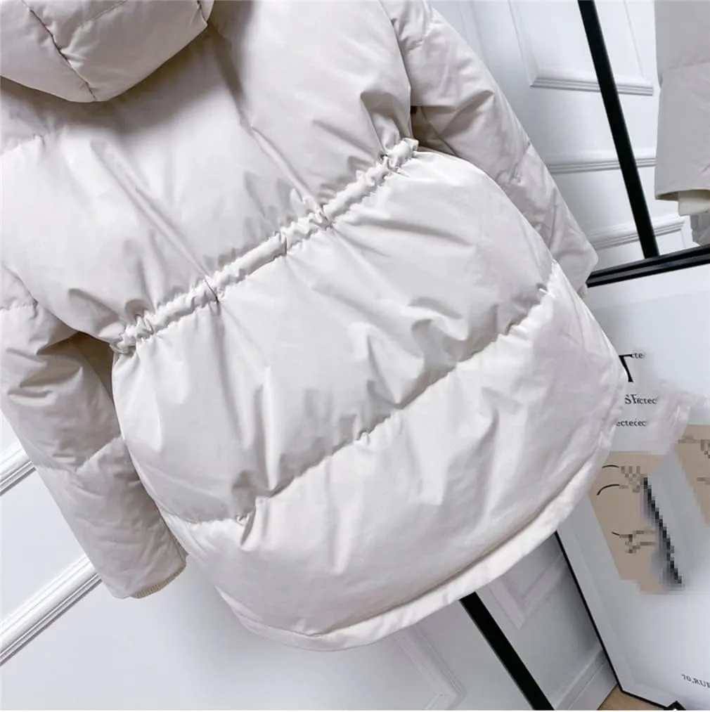 Huge Collar Hooded Short Female Winter Feather Down Coat Women 90% Duck Down Jacket Winter Puffer Parka