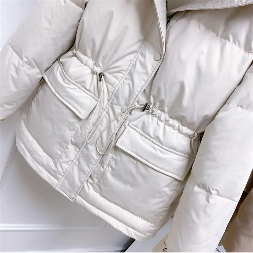 Huge Collar Hooded Short Female Winter Feather Down Coat Women 90% Duck Down Jacket Winter Puffer Parka