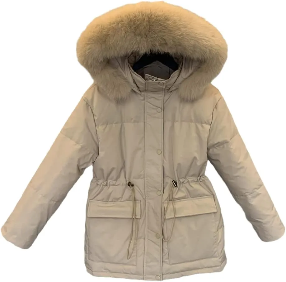 Huge Collar Hooded Short Female Winter Feather Down Coat Women 90% Duck Down Jacket Winter Puffer Parka