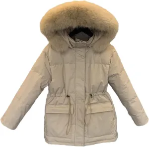 Huge Collar Hooded Short Female Winter Feather Down Coat Women 90% Duck Down Jacket Winter Puffer Parka