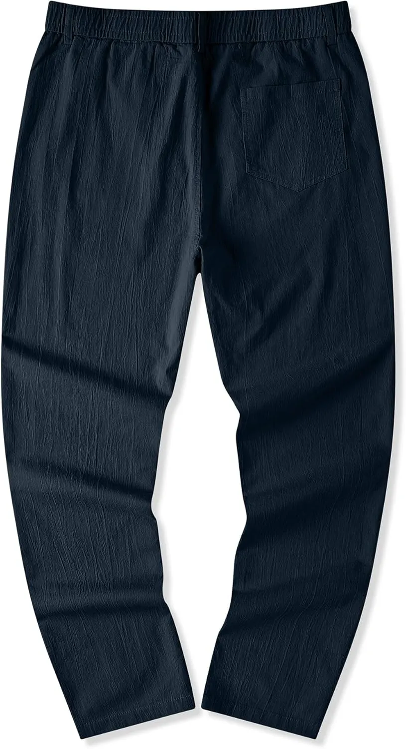 JMIERR Men's Casual Chino Pants Stretch Washed Crinkle 4 Way Textured Pants with Zipper Pockets and Elastic Waistband