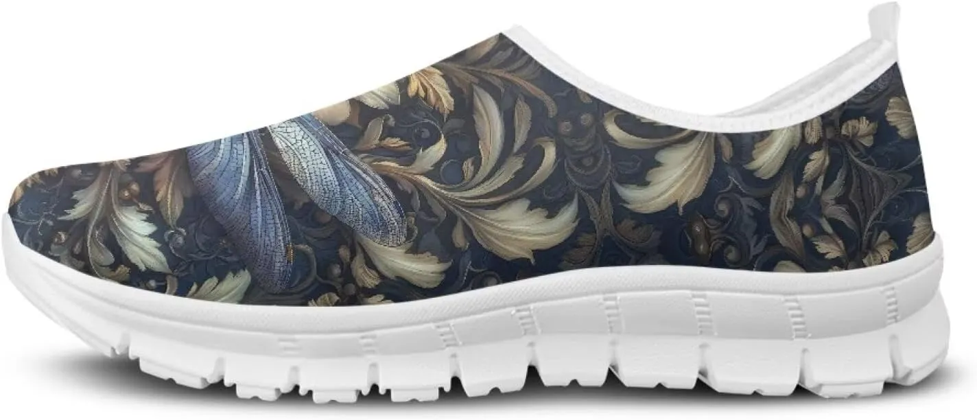 JoyLamoria Women's Loafers Hippie Flower Butterfly Sneakers Fashion Lightweight Low Top Sneakers All-Day Comfort & Support