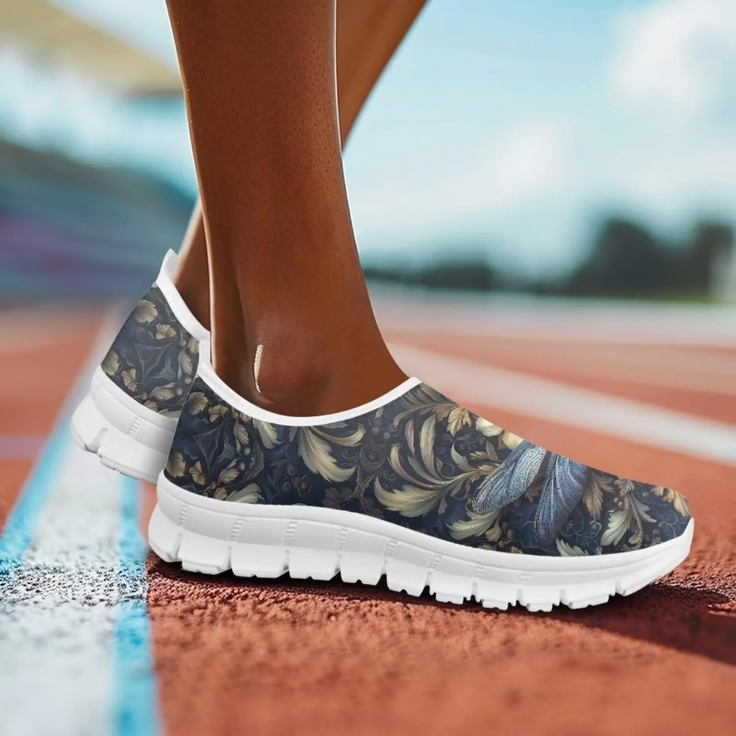 JoyLamoria Women's Loafers Hippie Flower Butterfly Sneakers Fashion Lightweight Low Top Sneakers All-Day Comfort & Support