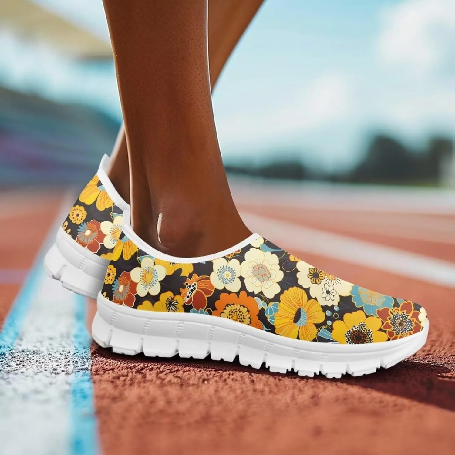 JoyLamoria Women's Loafers Hippie Flower Butterfly Sneakers Fashion Lightweight Low Top Sneakers All-Day Comfort & Support