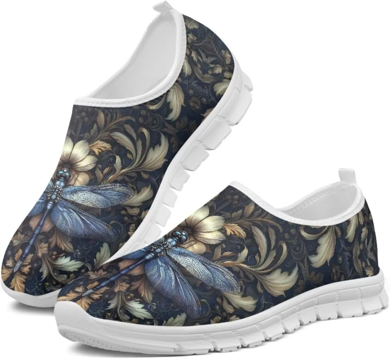 JoyLamoria Women's Loafers Hippie Flower Butterfly Sneakers Fashion Lightweight Low Top Sneakers All-Day Comfort & Support