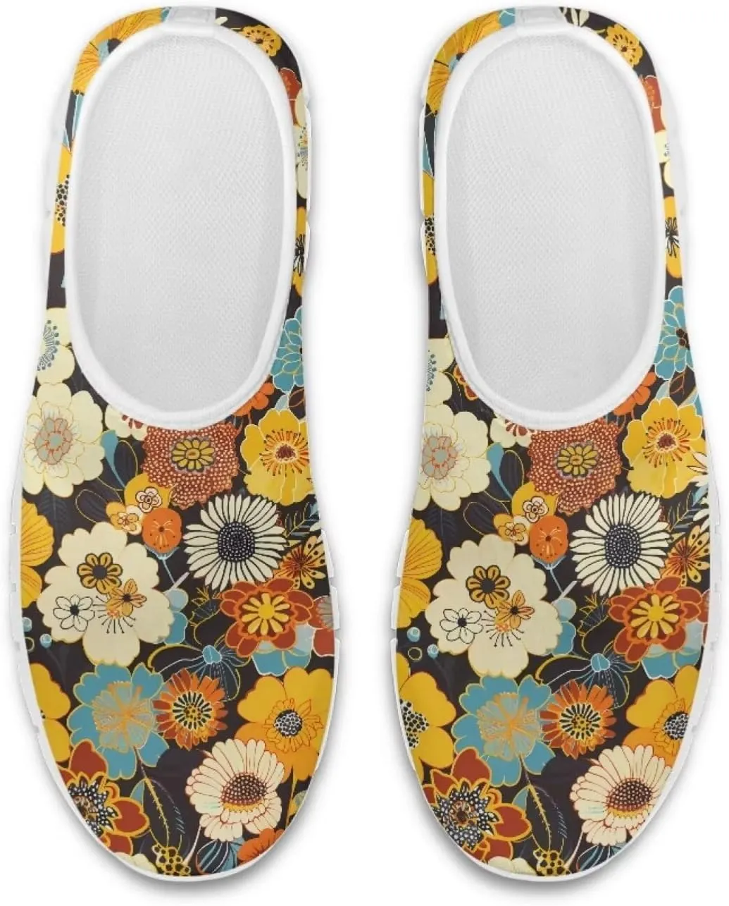 JoyLamoria Women's Loafers Hippie Flower Butterfly Sneakers Fashion Lightweight Low Top Sneakers All-Day Comfort & Support