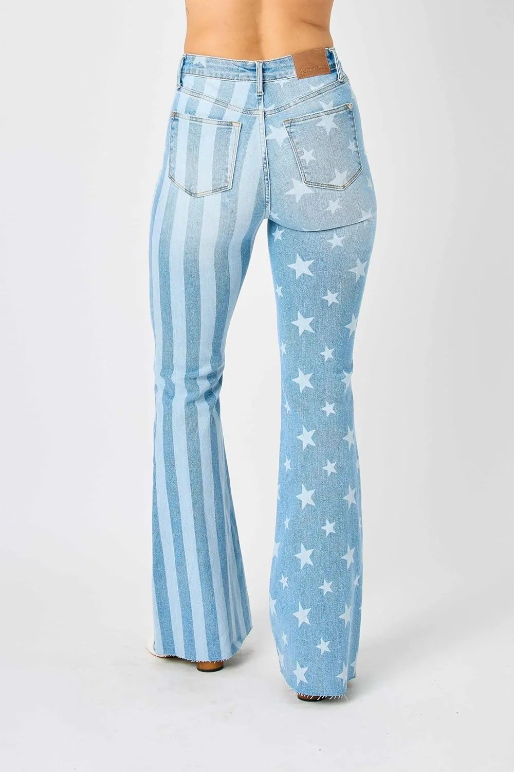 Judy Blue 'The Americana' Flare Jeans - High Waist, Patriotic Stars & Stripes, Stretch Denim 88695-