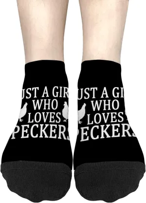 Just A Girl Who Loves Peckers Womens No Show Socks No Show For Women Sock