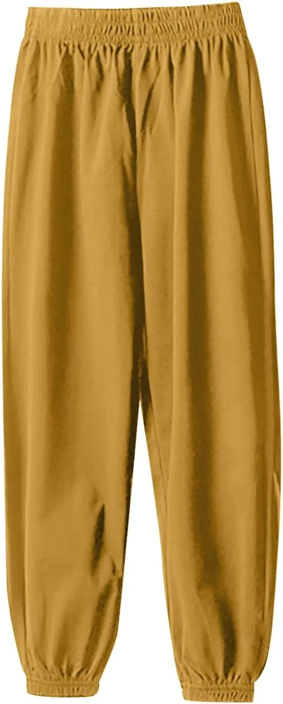 Kids Lightweight Sweatpants Elastic Cotton Sport Jogger Pants for Boys Girls Casual Solid Plain Soft Athletic Pants