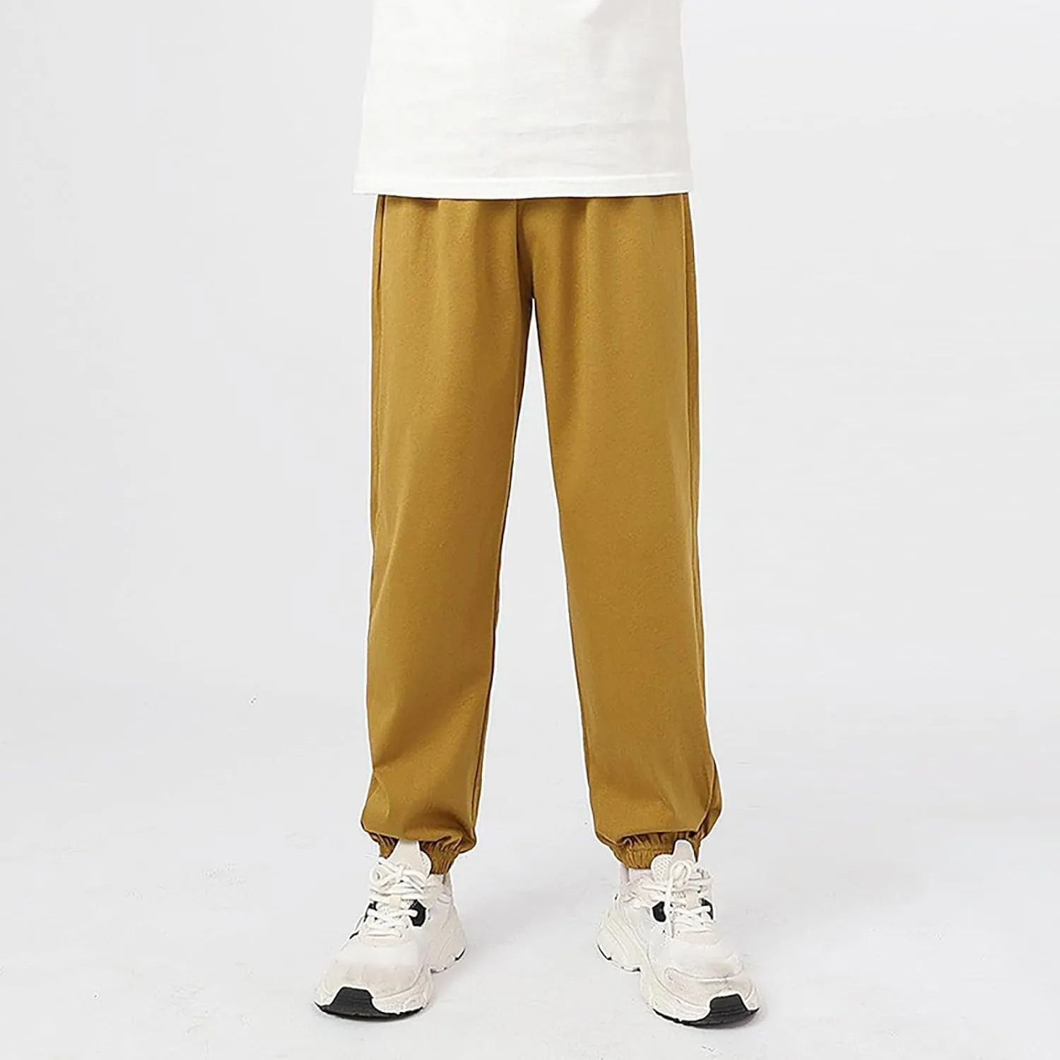 Kids Lightweight Sweatpants Elastic Cotton Sport Jogger Pants for Boys Girls Casual Solid Plain Soft Athletic Pants