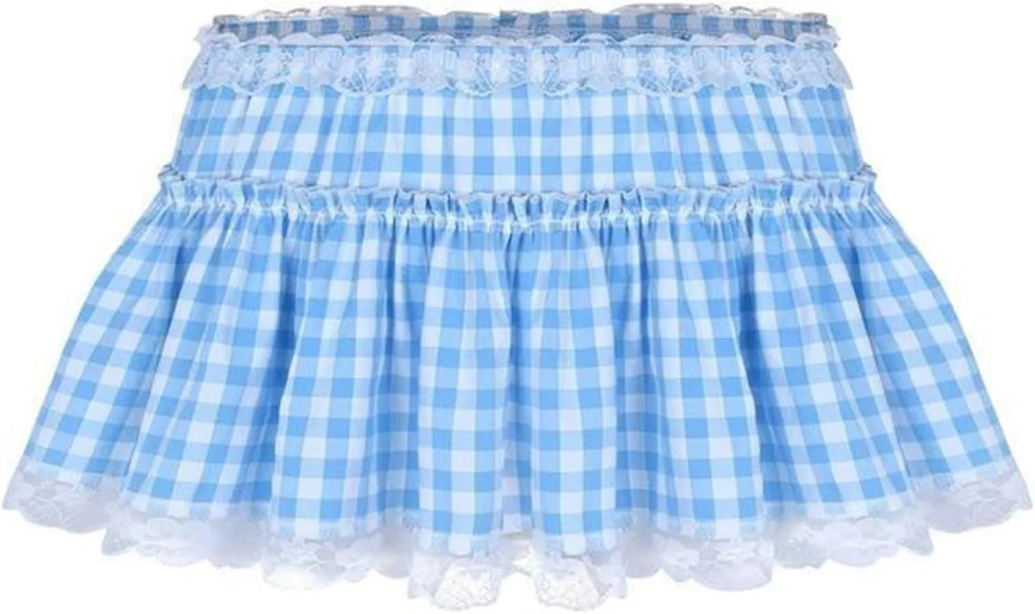 KOSUSANILL Ruffle Lolita Mini Skirt Women Y2k Gingham Smocked Cosplay Layered Costume Pleated Micro Skirt
