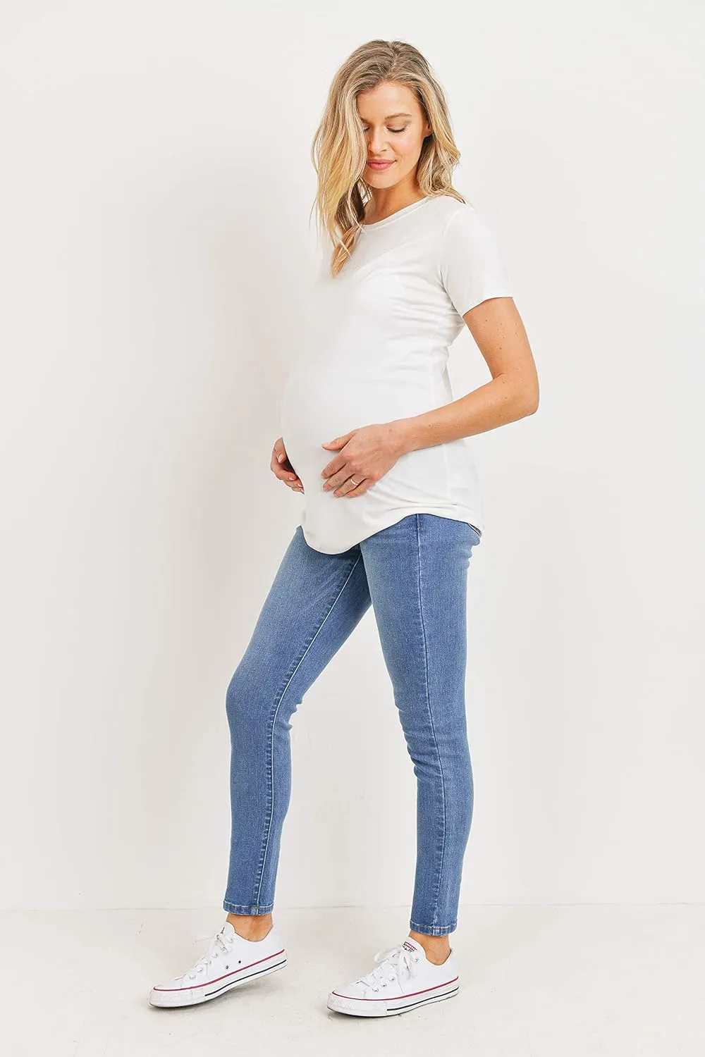 LaClef Women's Maternity Jeans Over The Belly Stretchy Denim Pants